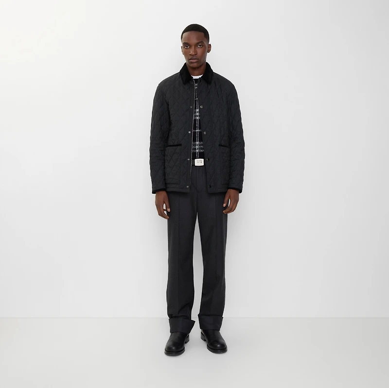 Quilted Wool Barn Jacket in Charcoal grey - Men | Burberry® Official