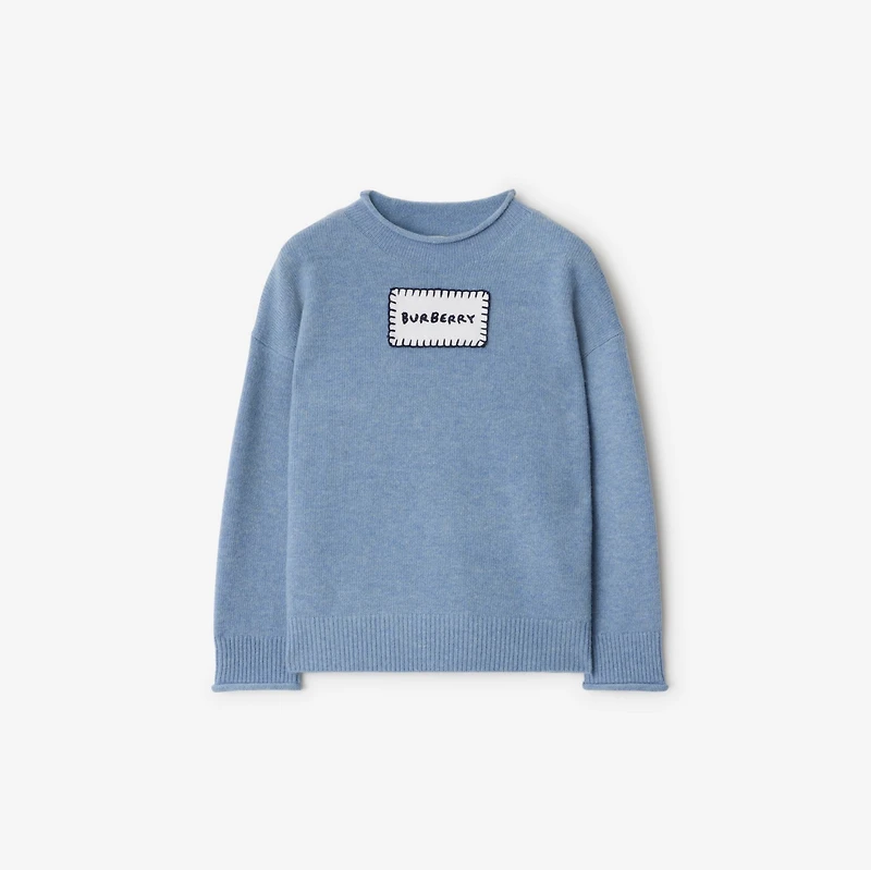 Logo Wool Sweater in Pool | Burberry® Official