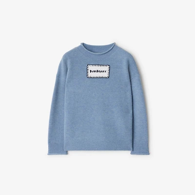 Logo Wool Sweater in Pool | Burberry® Official