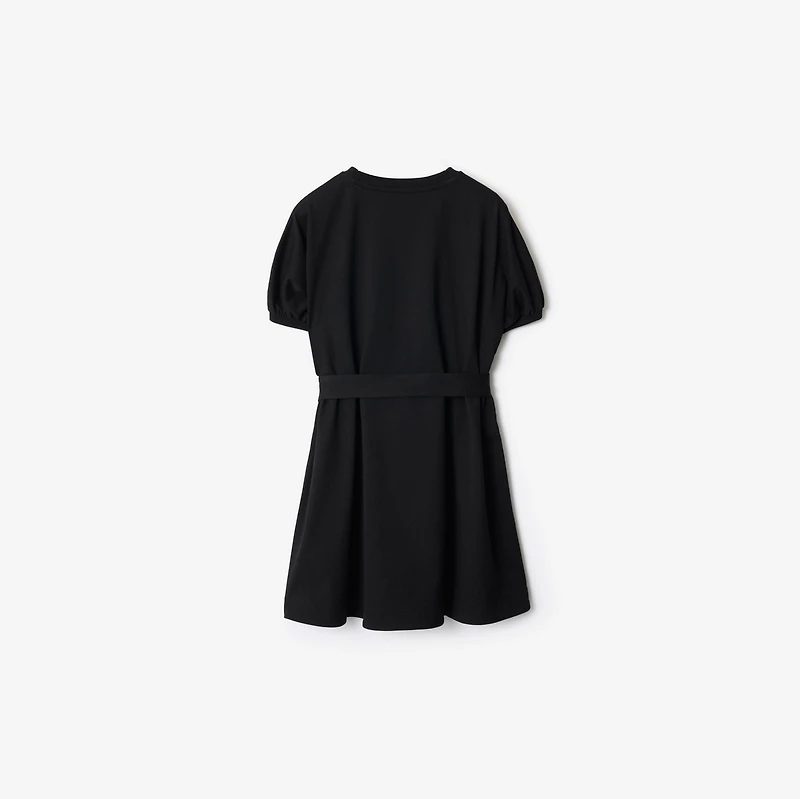 Check Trim Cotton T-shirt Dress in Black | Burberry® Official