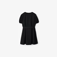 Check Trim Cotton T-shirt Dress in Black | Burberry® Official