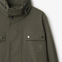 Stretch Wool Field Jacket in Moss melange - Women, Technical | Burberry® Official