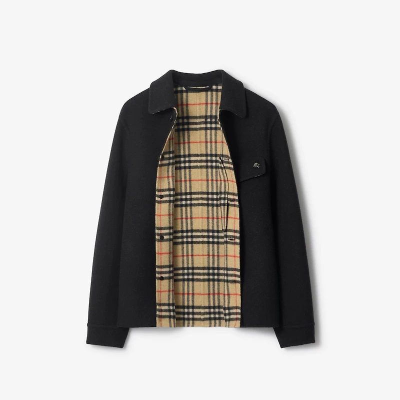 Wool Overshirt in Black/sand beige - Men | Burberry® Official
