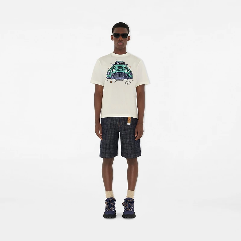 Check Denim Shorts in Indigo blue - Men, Cotton | Burberry® Official