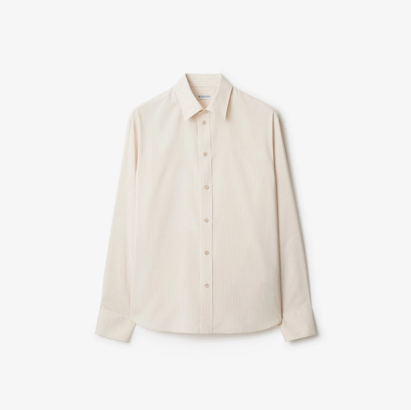 Relaxed Fit Striped Silk Shirt in Clam - Men | Burberry® Official