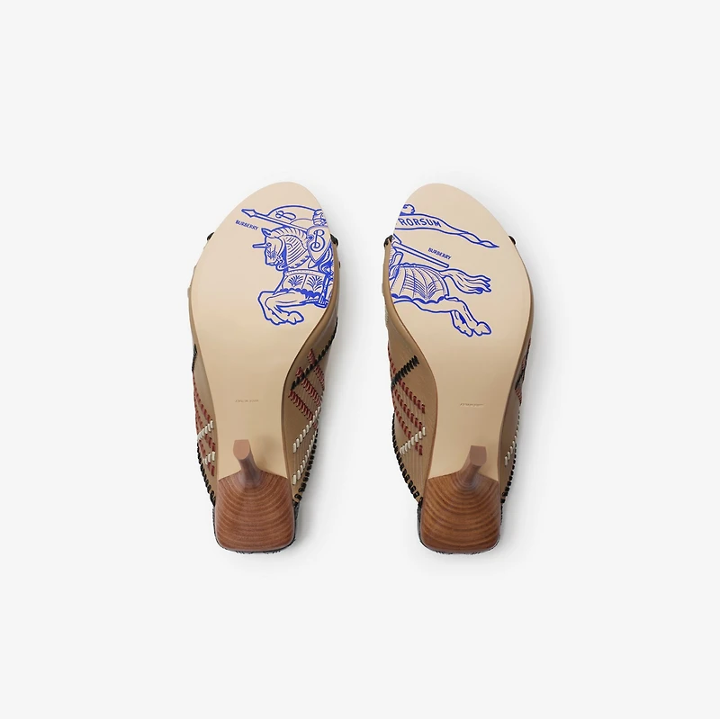 Check Leather Cabana Mules in Sand - Women | Burberry® Official