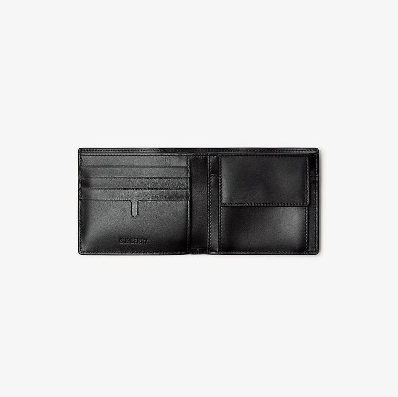 Embossed Check Bifold Coin Wallet in Black - Men | Burberry® Official