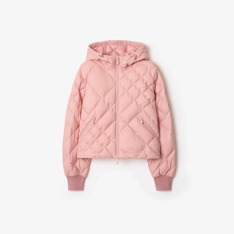 Check-stitch Nylon Delley Puffer Jacket in Begonia pink - Women | Burberry® Official