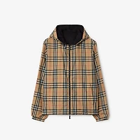 Reversible Check Hooded Jacket in Sand beige - Men, Nylon | Burberry® Official