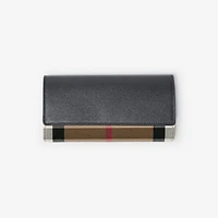 Check Cotton and Leather Wallet in Black - Women | Burberry® Official