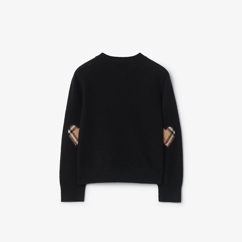 Check Patch Wool Cashmere Cardigan in Black | Burberry® Official