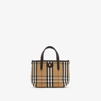 Mini Reversible Bloomsbury Tote​ in Peat brown/sand beige - Women | Burberry® Official