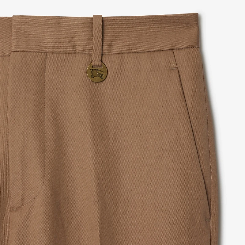Gabardine Tailored Trousers in Warm cocoa - Women, Cotton | Burberry® Official