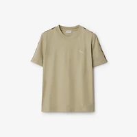 Check Trim Cotton T-shirt in Skylark - Women | Burberry® Official