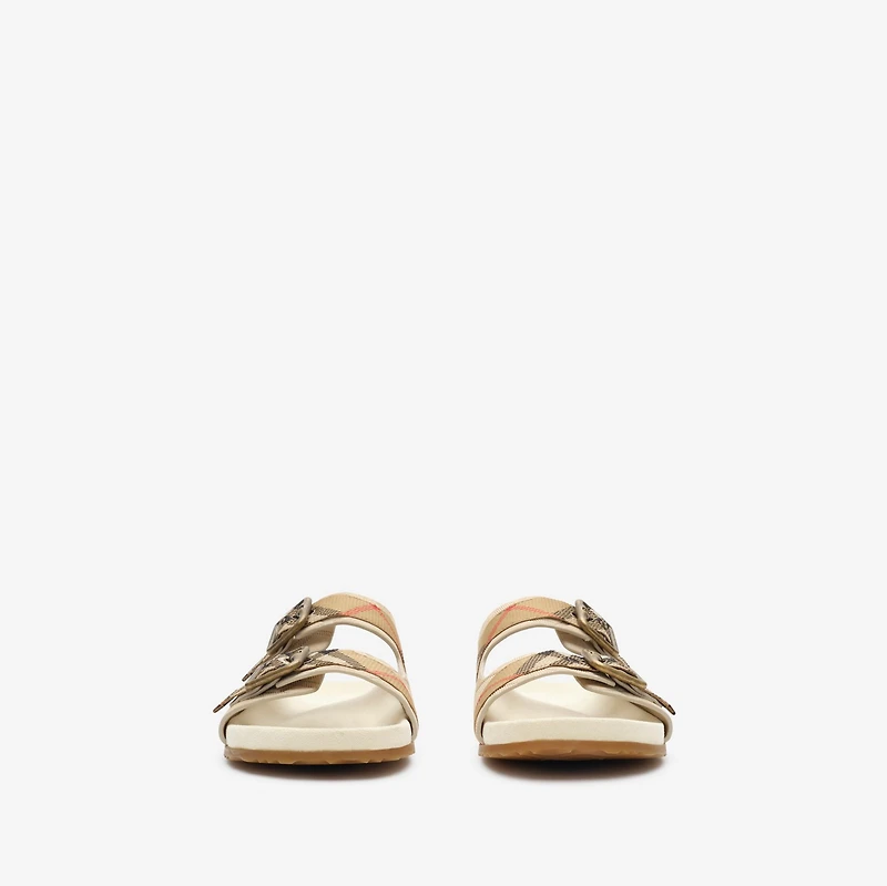 Check Suede Urchin Sandals in Bake beige - Women | Burberry® Official