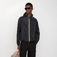 Checker-tape Nylon Hooded Jacket in Navy - Men | Burberry® Official