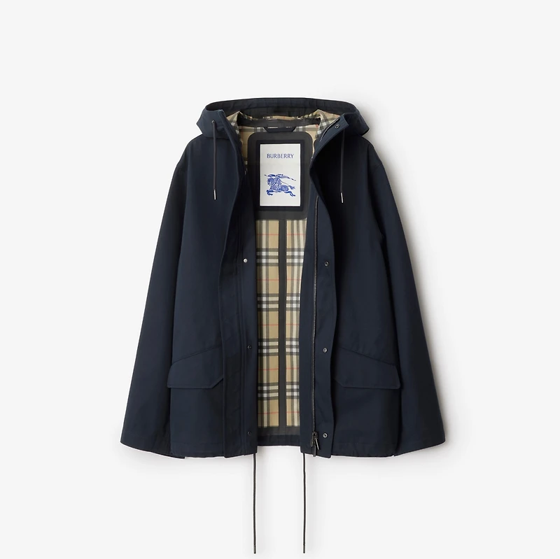 Short Bonded Gabardine Parka in Navy - Men | Burberry® Official