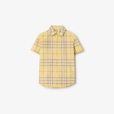 Check Cotton Shirt in Drum | Burberry® Official