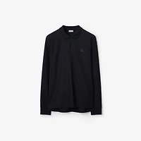 Long-sleeve Cotton Polo Shirt in Coal blue - Men | Burberry® Official