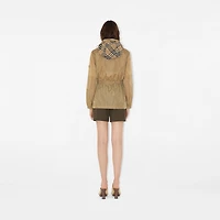 Short Checker-tape Nylon Parka in Flax - Women | Burberry® Official