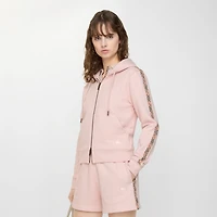 Check Trim Cotton Zip Hoodie in Bouquet pink - Women | Burberry® Official