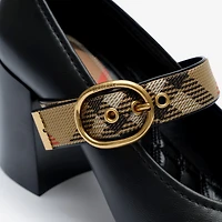 Check Strap Leather Robin Shoes in Black - Women | Burberry® Official
