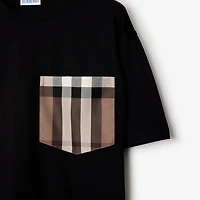 Check Pocket Cotton T-shirt in Black - Women | Burberry® Official