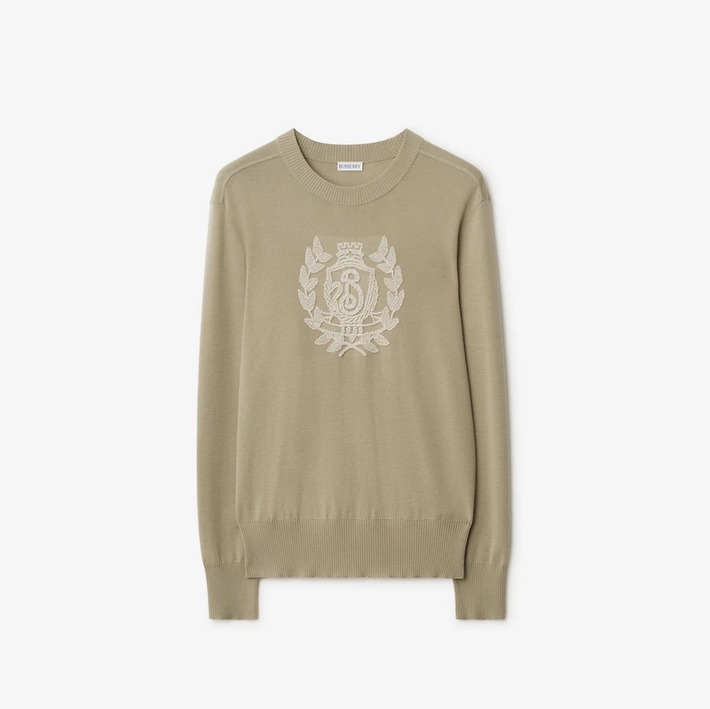B Crest Wool Sweater in Quill - Men | Burberry® Official