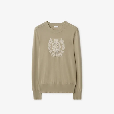 B Crest Wool Sweater in Quill - Men | Burberry® Official