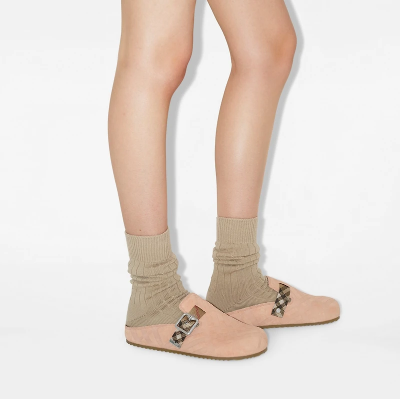Check Suede Urchin Clogs in Flora - Women | Burberry® Official