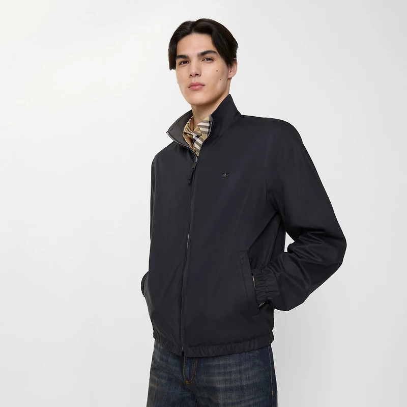 Reversible Cotton Harrington Jacket in Navy - Men | Burberry® Official