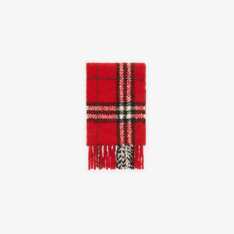 Check Alpaca Wool Blend Bouclé Scarf in Post red | Burberry® Official