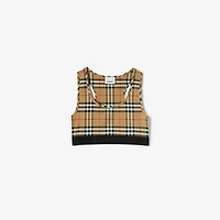 Check Bra Top in Archive beige - Women, Nylon | Burberry® Official