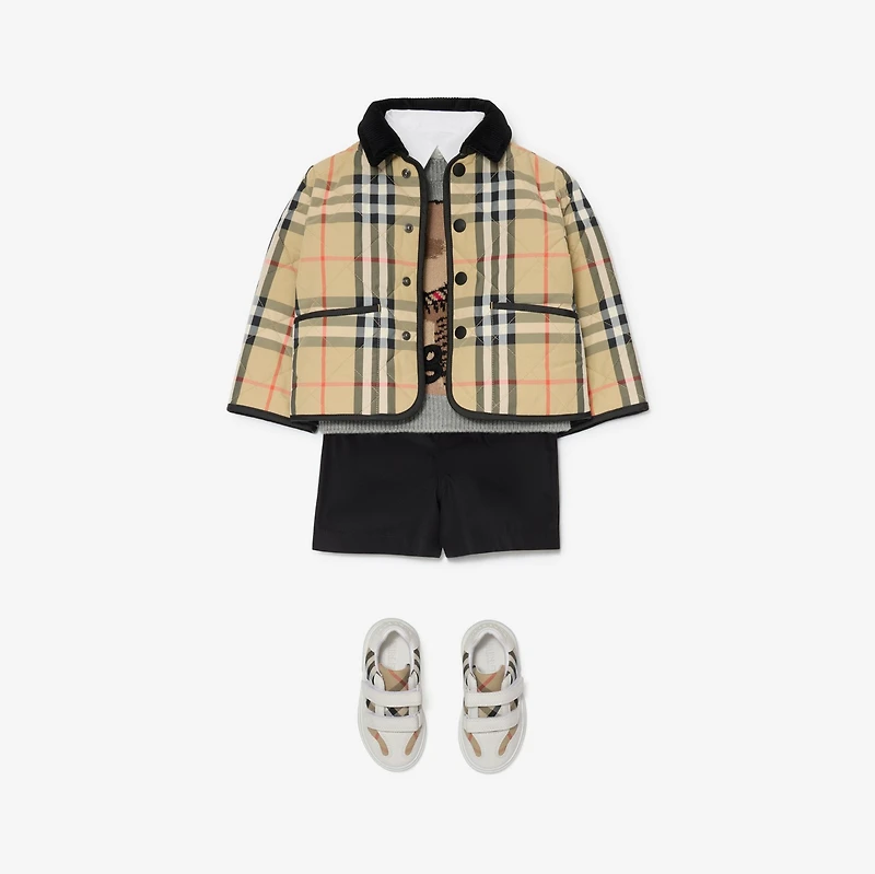 Check Quilted Nylon Barn Jacket in Sand | Burberry® Official