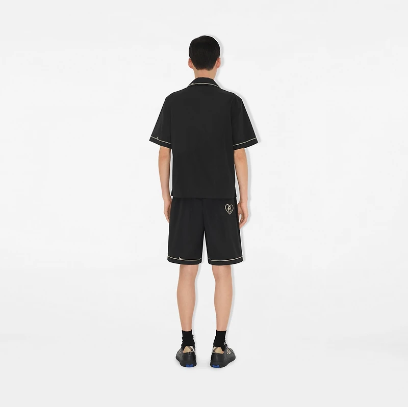 Cotton Poplin Shorts in Black - Men | Burberry® Official
