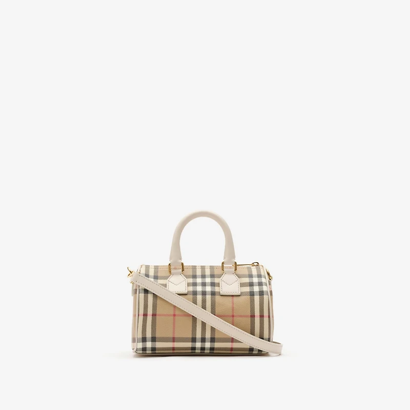 Mini Check Bowling Bag in Vintage check/soap beige - Women, Cotton, Technical | Burberry® Official