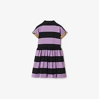 Check Trim Striped Cotton Shirt Dress in Lilac/black | Burberry® Official