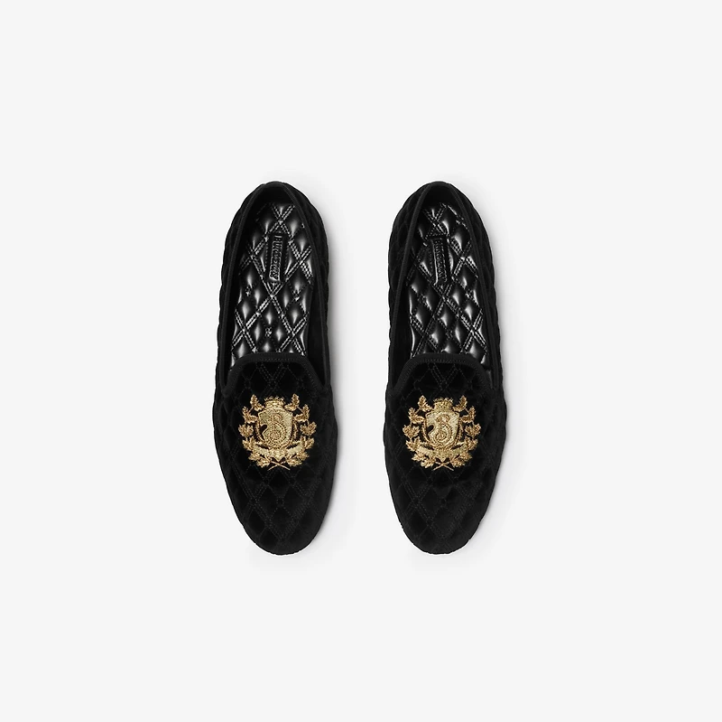 Quilted Velvet Estate Slippers​​ in Black - Women | Burberry® Official