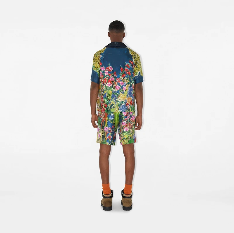 Highgrove Fountain Silk Shorts in Harbour green - Men | Burberry® Official