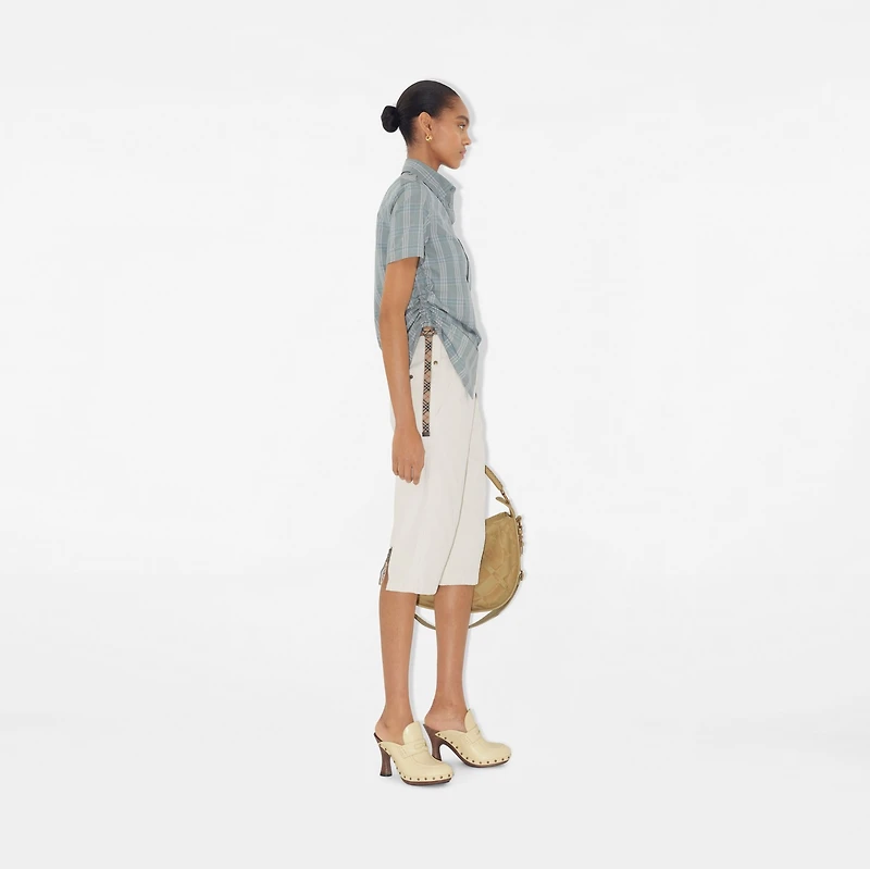 Slim Fit Check Cotton Shirt in Drizzle - Women | Burberry® Official
