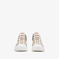 Check Cotton High-top Sneakers in Sand beige - Children | Burberry® Official