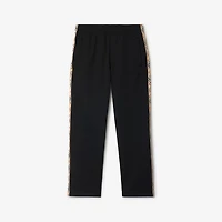 Check Trim Cotton Blend Track Pants in Black - Men | Burberry® Official