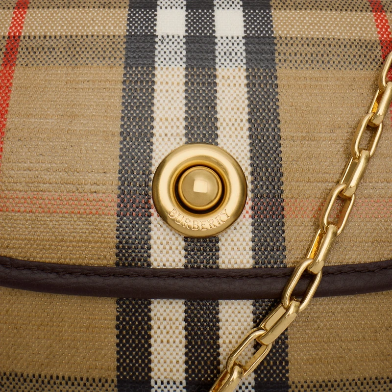 Mini Highlands Chain Crossbody Bag in Sand beige - Women, Cotton, Linen | Burberry® Official