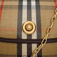 Mini Highlands Chain Crossbody Bag in Sand beige - Women, Cotton, Linen | Burberry® Official