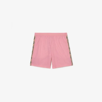 Check Trim Swim Shorts in Mallow pink - Men, Nylon | Burberry® Official