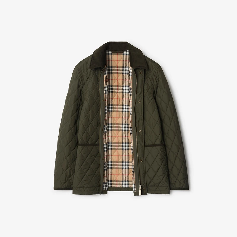Quilted Nylon Barn Jacket in Shale green - Men | Burberry® Official