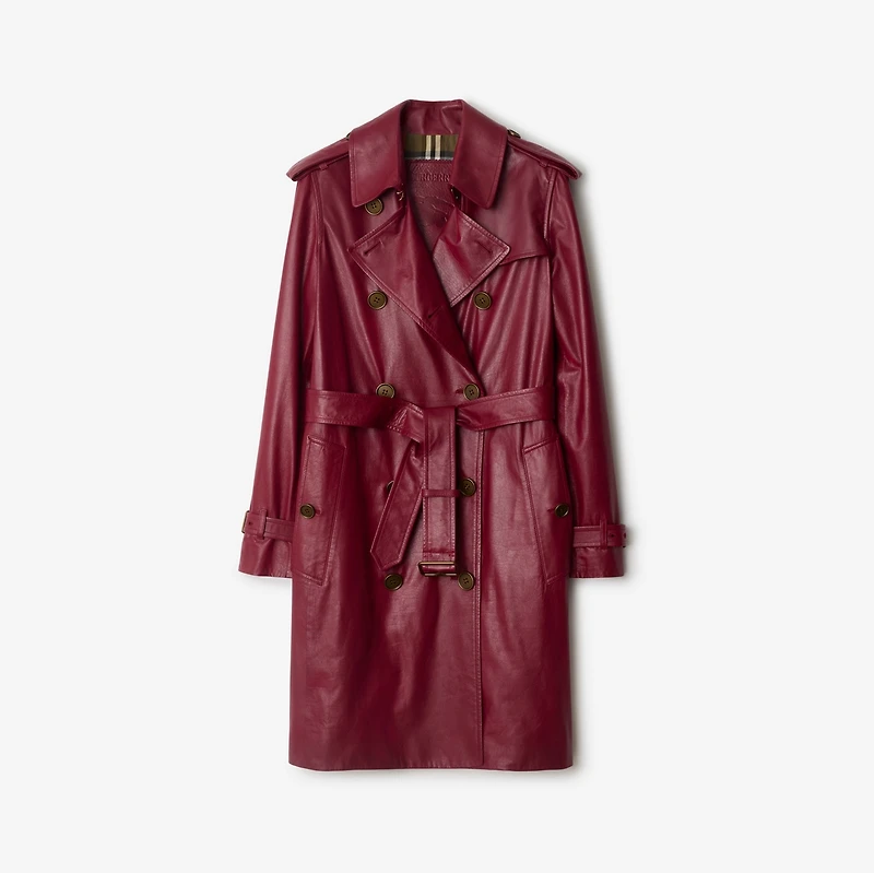 Mid-length Leather Kensington Trench Coat in Ripple - Women | Burberry® Official
