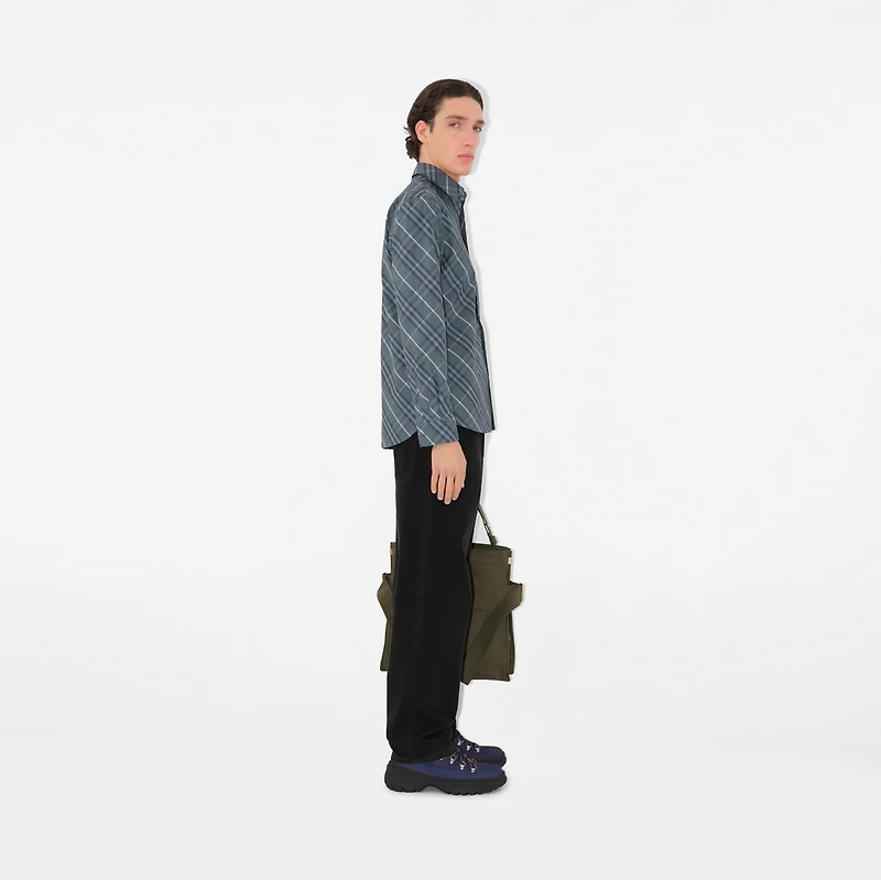 Regular Fit Check Cotton Shirt in Pewter - Men | Burberry® Official