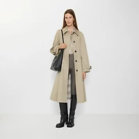 Long Gabardine Ellingham Fit-and-flare Car Coat in Quill beige - Women | Burberry® Official