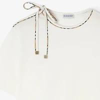 Tie-sleeve Cotton T-shirt in Chalk white - Women | Burberry® Official